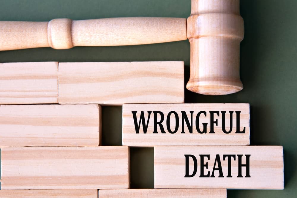 A wooden gavel resting on wooden blocks with the words